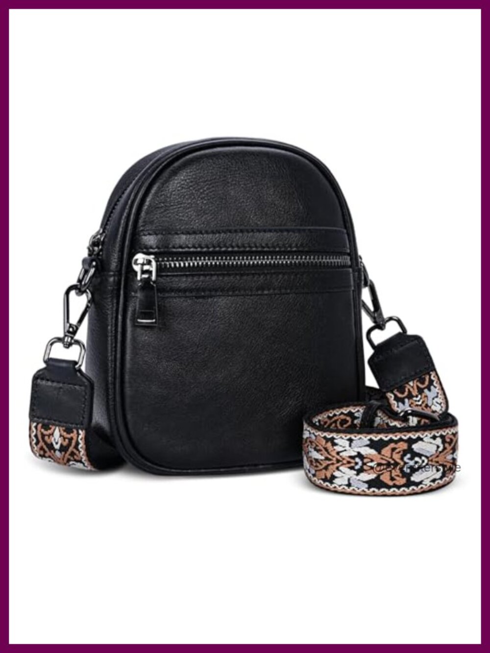 Genuine Leather Small Crossbody Bag RFID Blocking Convertible Strap